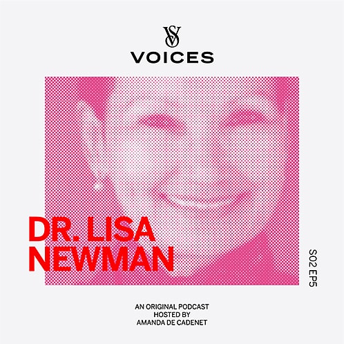 pixelated image of dr. lisa newman announcing her appearance on amanda de cadenet's podcast